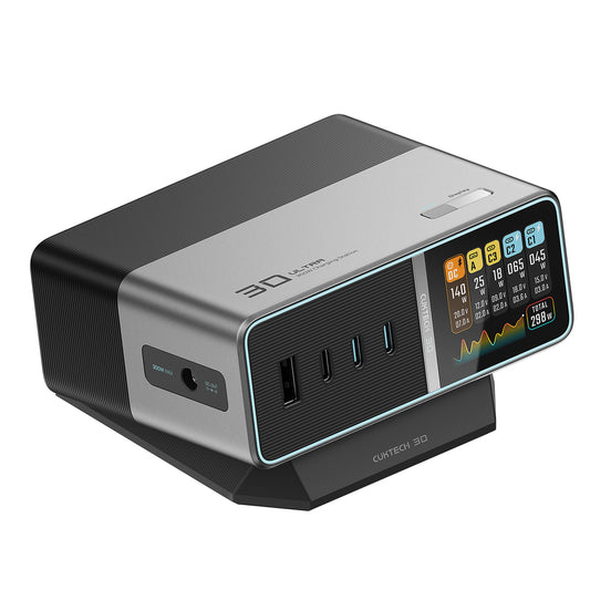 Cuktech TA3005U 300W 5-in-1 Charging Station with Digital Display - Silver_0