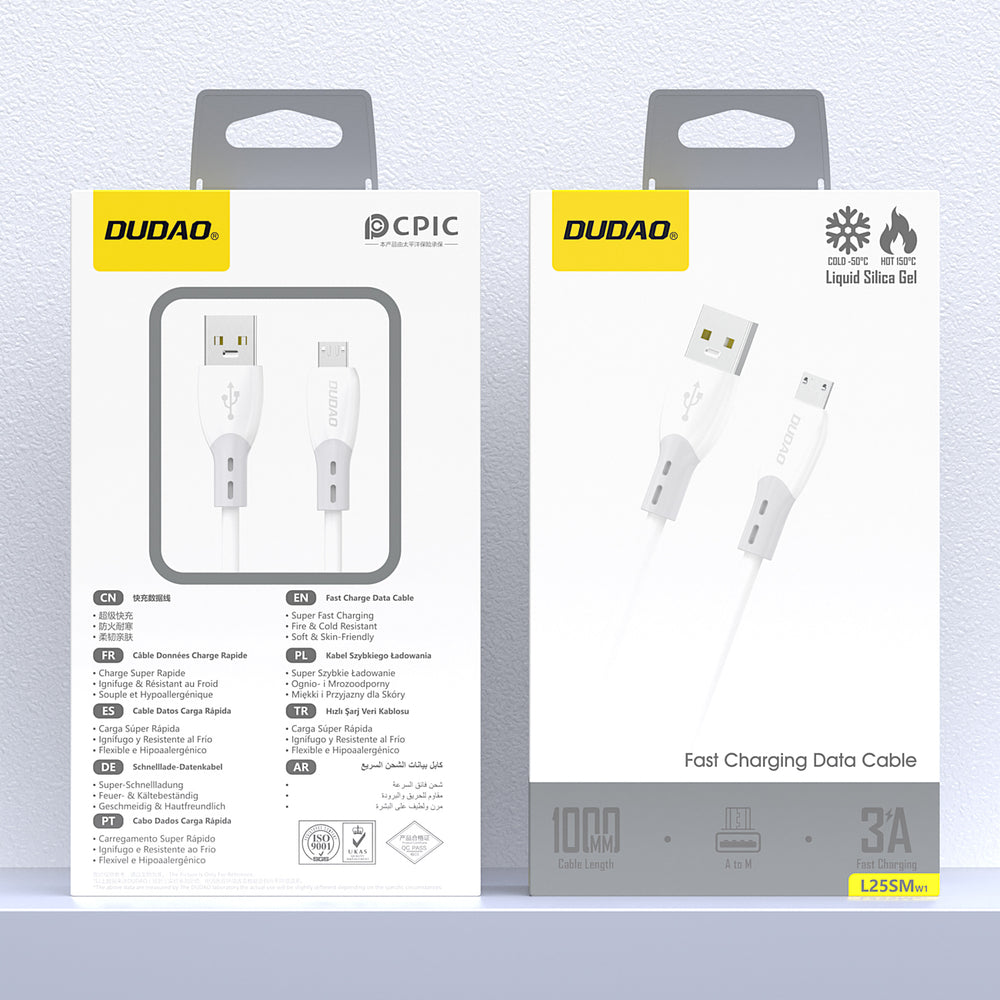 Dudao L25SM 3 A USB-A - micro USB cable with soft silicone braid 1 m - white_1