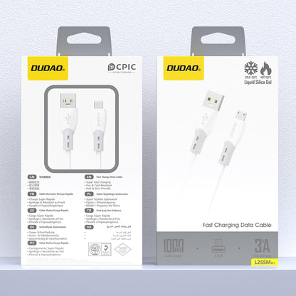 Dudao L25SM 3 A USB-A - micro USB cable with soft silicone braid 1 m - white_1