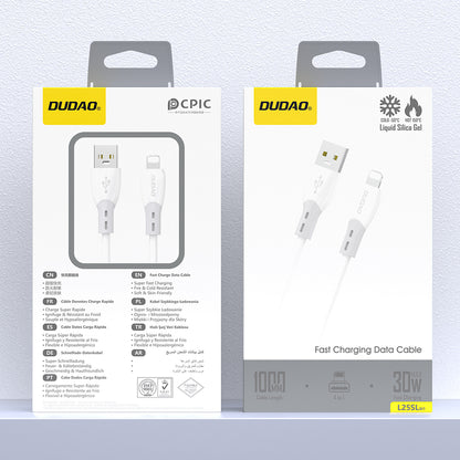 Dudao L25SL 30W USB-A - Lightning Cable with Soft Silicone Braid 1m - White_1