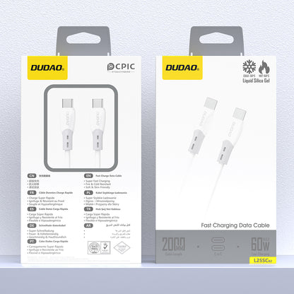 Dudao L25SC 60W USB-C - USB-C Cable with Soft Silicone Braid 2m - White_1