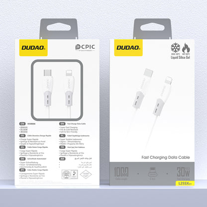 Dudao L25SX 30W USB-C - Lightning Cable with Soft Silicone Braid 1m - White_1