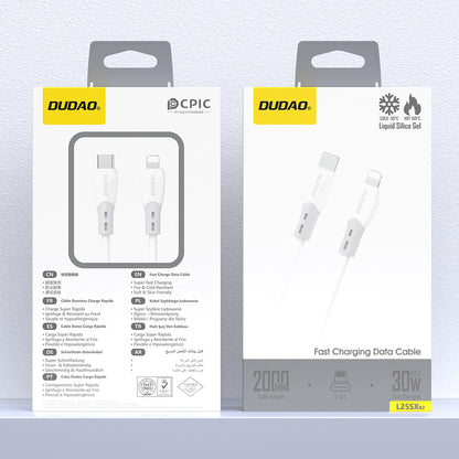 Dudao L25SX 30W USB-C - Lightning Cable with Soft Silicone Braid 2m - White_1