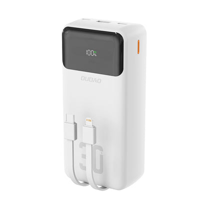 Dudao K15Max 30000mAh PD 22.5W Powerbank with USB-C and Lightning Cables - White_0