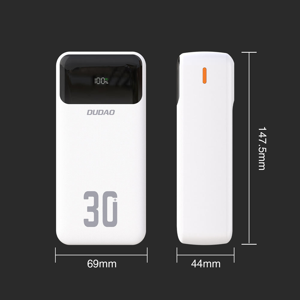 Dudao K15Max 30000mAh PD 22.5W Powerbank with USB-C and Lightning Cables - White_3