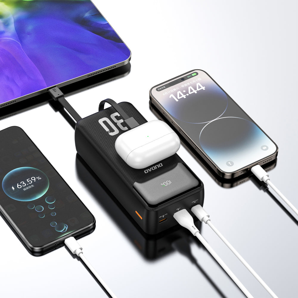Dudao K15Max 30000mAh PD 22.5W Powerbank with USB-C and Lightning Cables - White_4