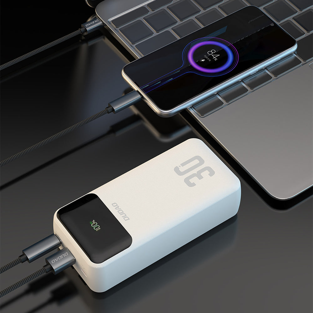 Dudao K15Max 30000mAh PD 22.5W Powerbank with USB-C and Lightning Cables - White_5