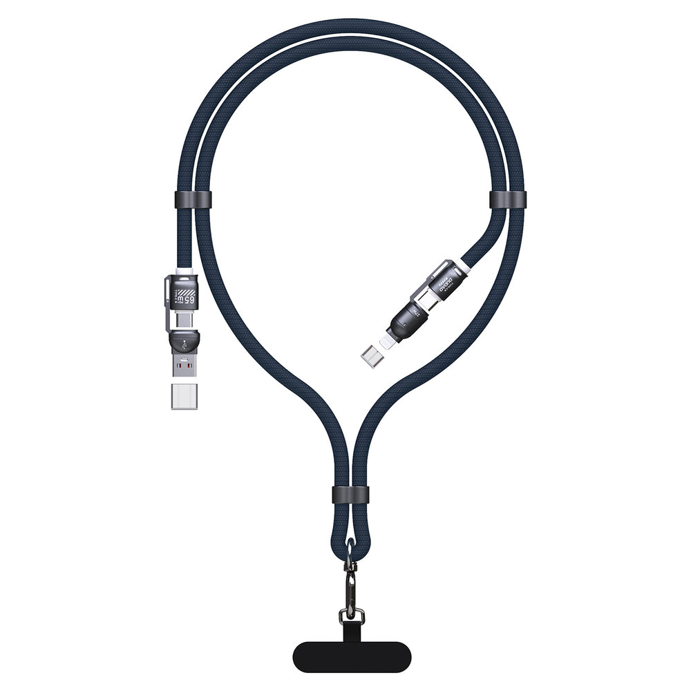 Dudao L20Max 65W 4-in-1 Cable with Lanyard USB-C to USB-C with Lightning and USB-A Adapters - Blue_0