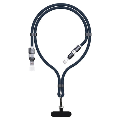Dudao L20Max 65W 4-in-1 Cable with Lanyard USB-C to USB-C with Lightning and USB-A Adapters - Blue_0