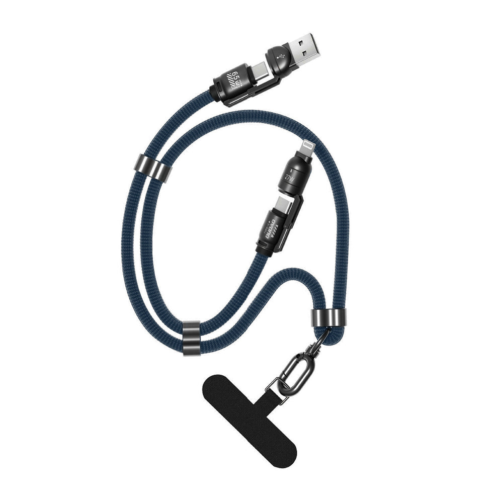 Dudao L20Max 65W 4-in-1 Cable with Lanyard USB-C to USB-C with Lightning and USB-A Adapters - Blue_1