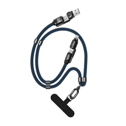 Dudao L20Max 65W 4-in-1 Cable with Lanyard USB-C to USB-C with Lightning and USB-A Adapters - Blue_1