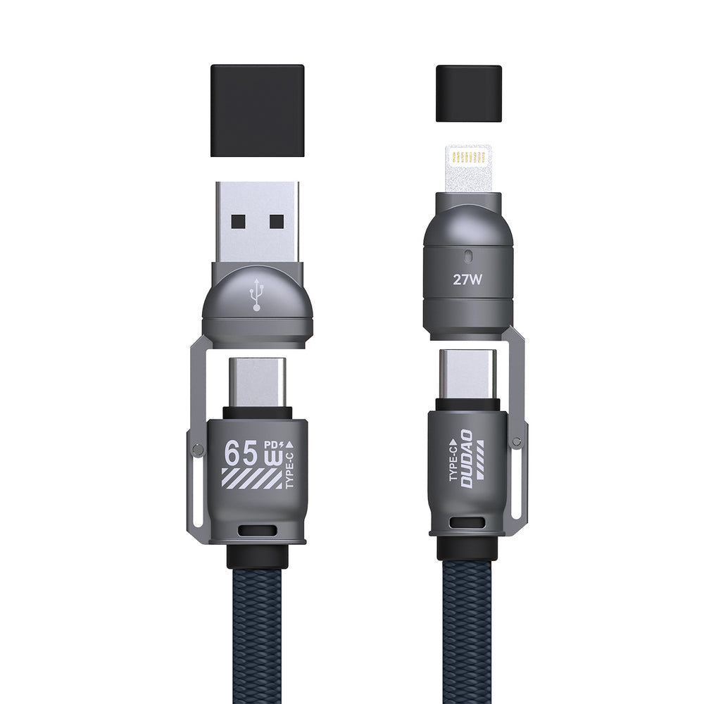 Dudao L20Max 65W 4-in-1 Cable with Lanyard USB-C to USB-C with Lightning and USB-A Adapters - Blue_2