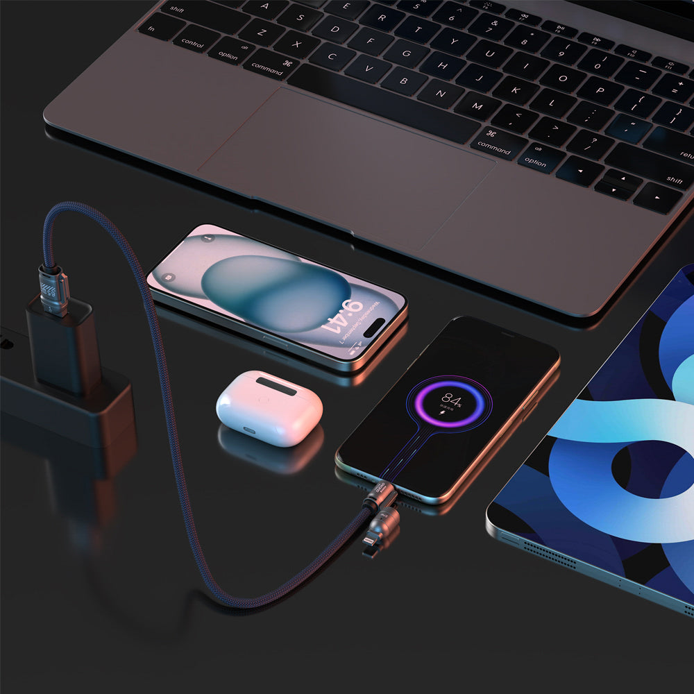 Dudao L20Max 65W 4-in-1 Cable with Lanyard USB-C to USB-C with Lightning and USB-A Adapters - Blue_8