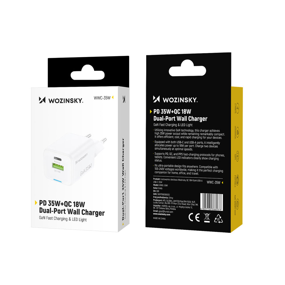 Wozinsky WWC-35W GaN USB-A + USB-C Wall Charger - White_3