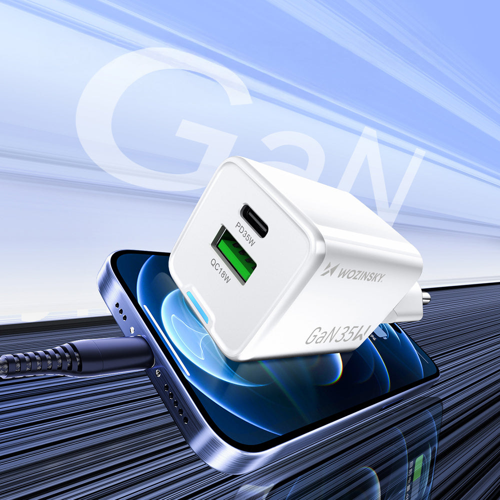 Wozinsky WWC-35W GaN USB-A + USB-C Wall Charger - White_4