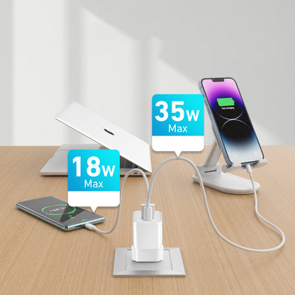 Wozinsky WWC-35W GaN USB-A + USB-C Wall Charger - White_6