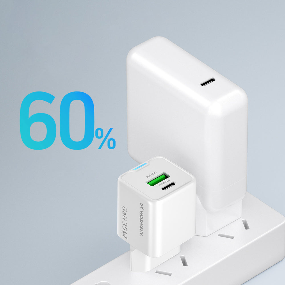 Wozinsky WWC-35W GaN USB-A + USB-C Wall Charger - White_7