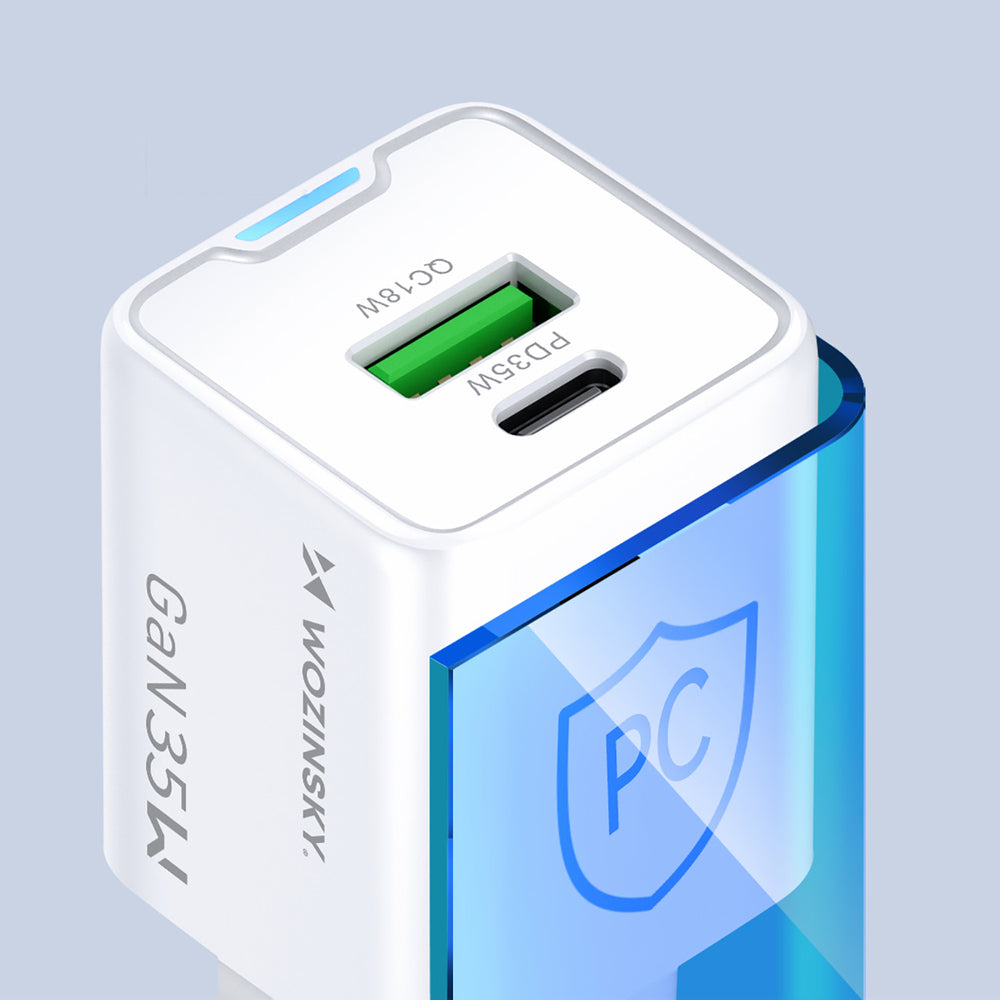 Wozinsky WWC-35W GaN USB-A + USB-C Wall Charger - White_8