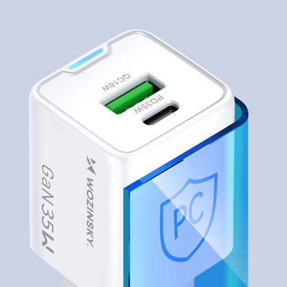 Wozinsky WWC-35W GaN USB-A + USB-C Wall Charger - White_8