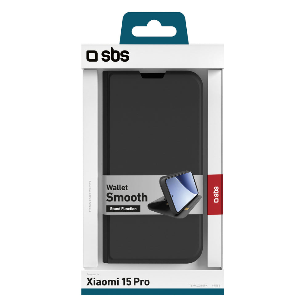 SBS Wallet Smooth Case for Xiaomi 15 Pro with Flip - Black_1