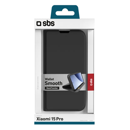 SBS Wallet Smooth Case for Xiaomi 15 Pro with Flip - Black_1
