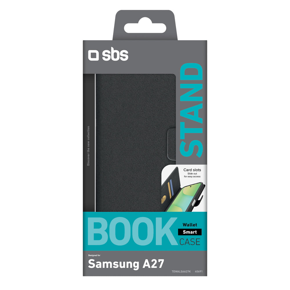 SBS Wallet Smooth Case for Samsung Galaxy A27 with Flip - Black_1