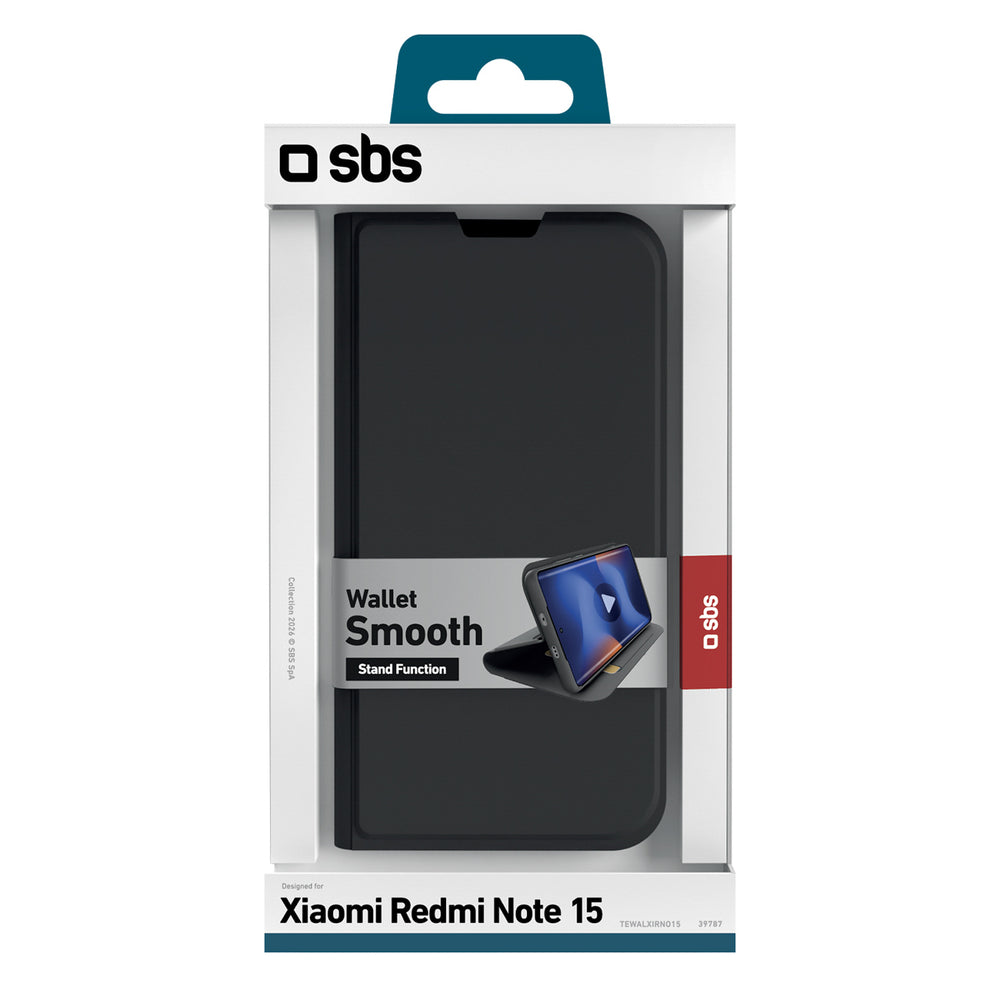SBS Wallet Smooth Case for Xiaomi Redmi Note 15 with Flip - Black_1