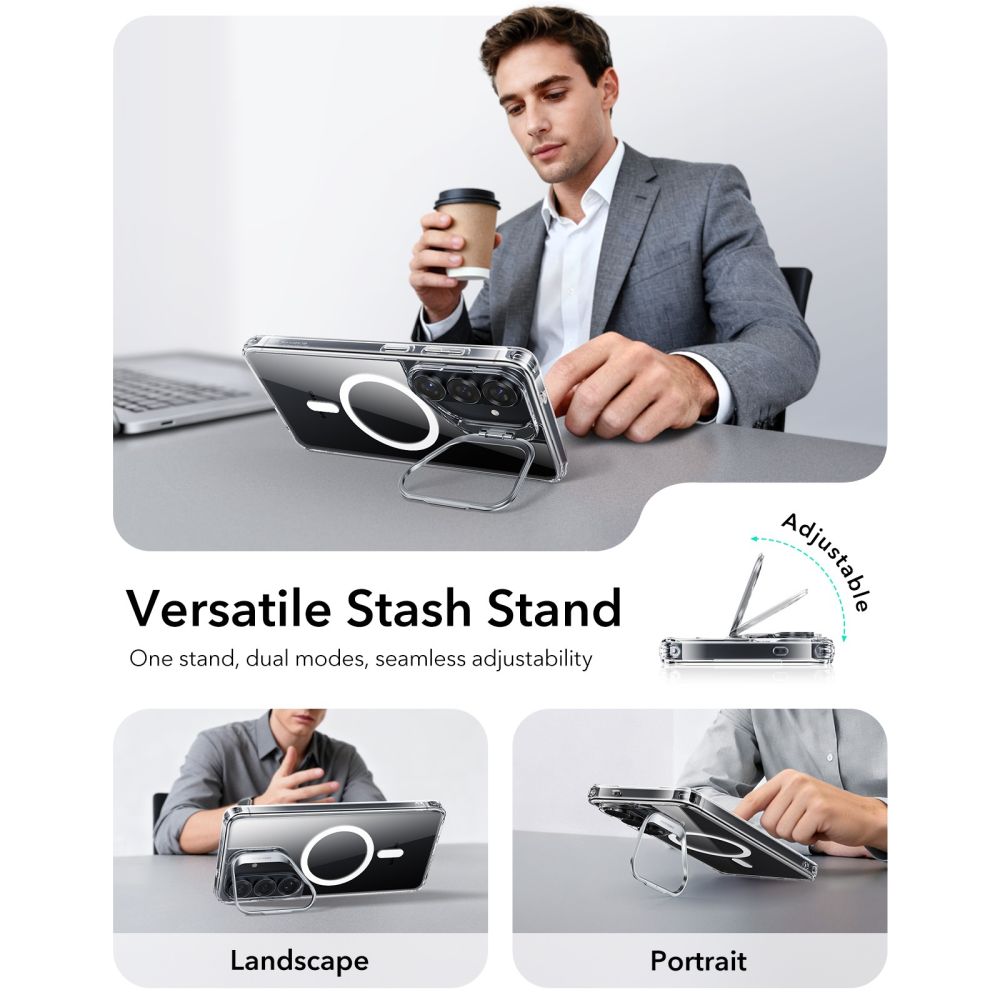 ESR Classic Hybrid Kickstand MagSafe Case for Samsung Galaxy S26 - Transparent_2