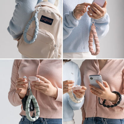 Ringke Holder &amp; Puffer Hand Strap Phone Lanyard - Pink_4