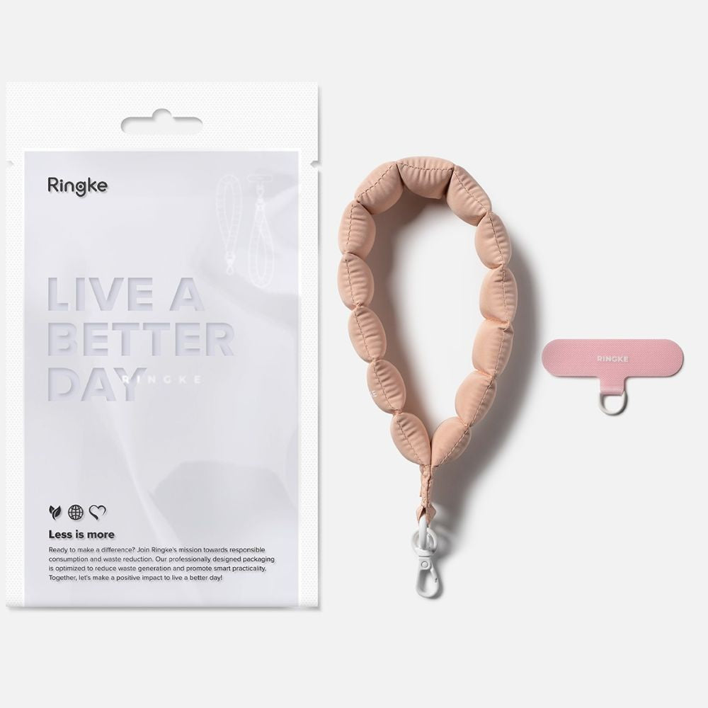 Ringke Holder &amp; Puffer Hand Strap Phone Lanyard - Pink_6