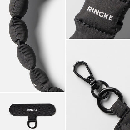 Ringke Holder &amp; Puffer Hand Strap Phone Lanyard - Black_2