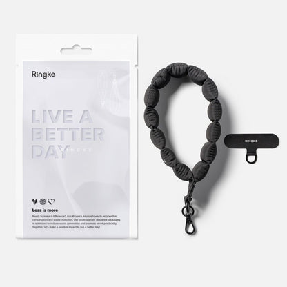 Ringke Holder &amp; Puffer Hand Strap Phone Lanyard - Black_7
