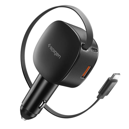 Car Charger Spigen EV603BT Essential, 60W, 3A, 1 x USB-A - 1 x USB-C, with USB-C Cable, Black ACP10515_0