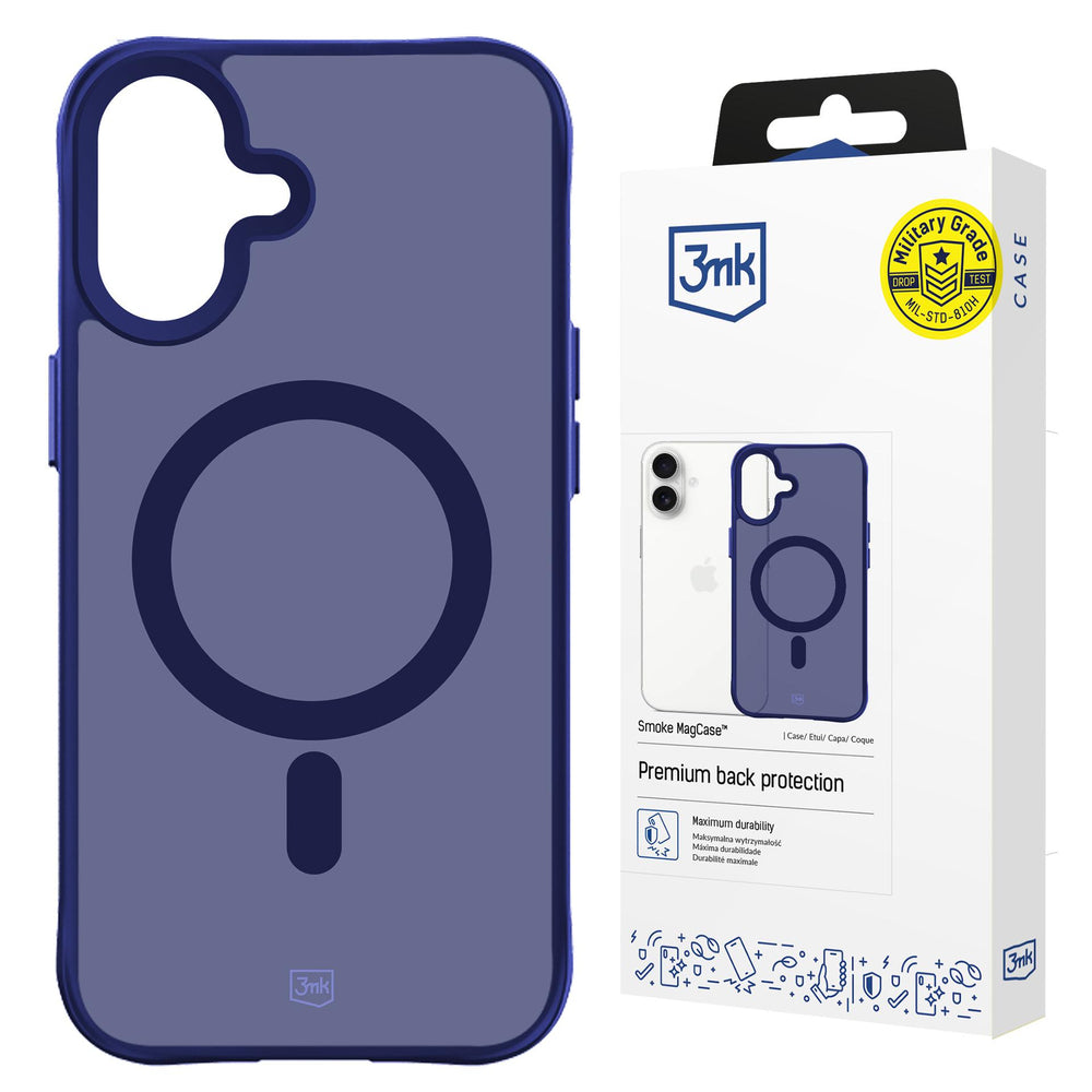 3mk Smoke MagCase for iPhone 16 - Blue-Translucent_0