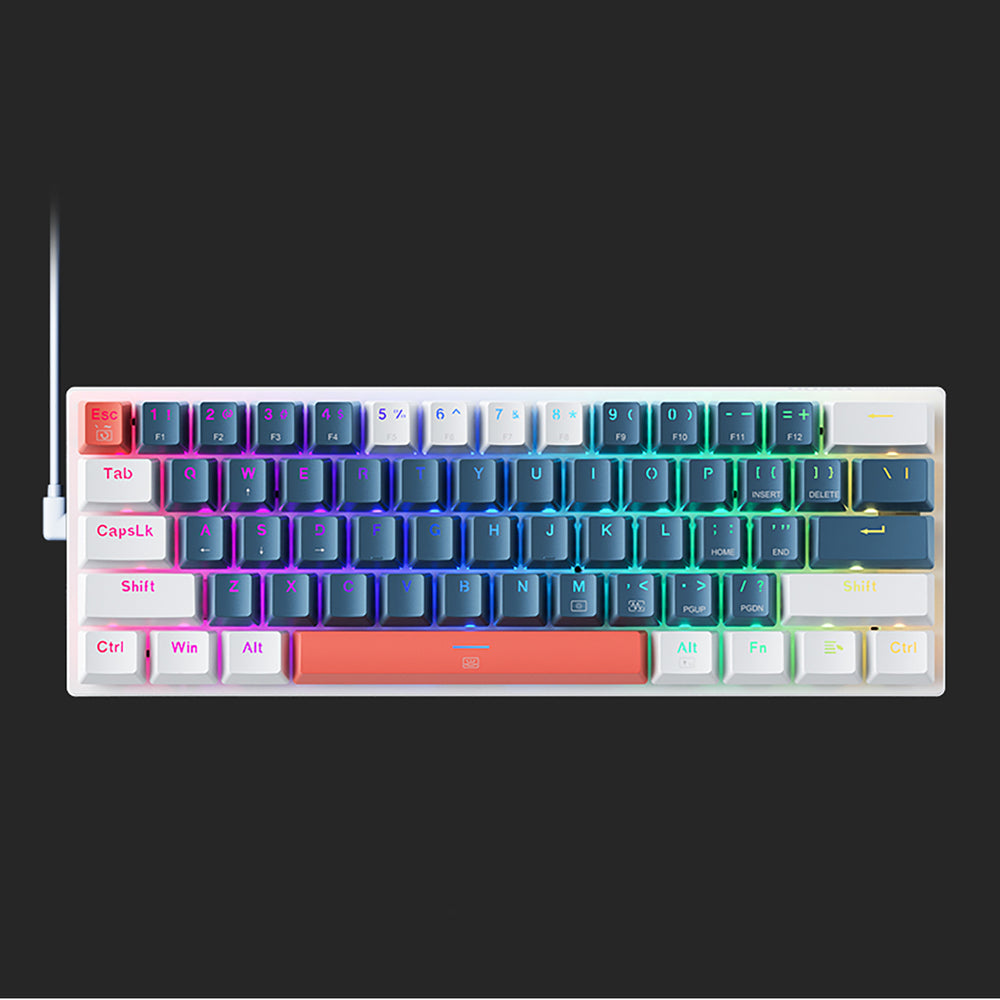 Machenike K500-B61 Wired Mechanical Gaming Keyboard with Backlight Blue Switch - Blue and White_3