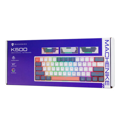 Machenike K500-B61 Wired Mechanical Gaming Keyboard with Backlight Blue Switch - Blue and White_4
