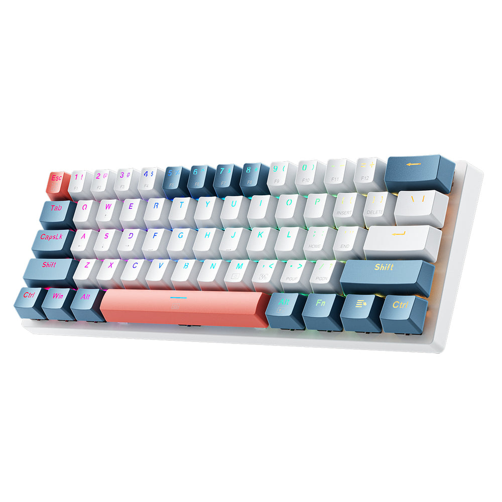 Machenike K500-B61 Wired Mechanical Gaming Keyboard with Backlight, Red Switch - White and Blue_0