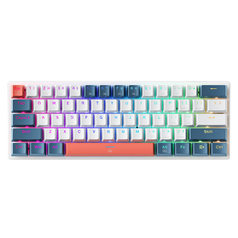 Machenike K500-B61 Wired Mechanical Gaming Keyboard with Backlight, Red Switch - White and Blue_1