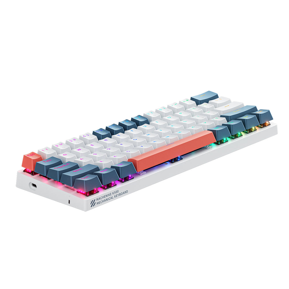 Machenike K500-B61 Wired Mechanical Gaming Keyboard with Backlight, Red Switch - White and Blue_4