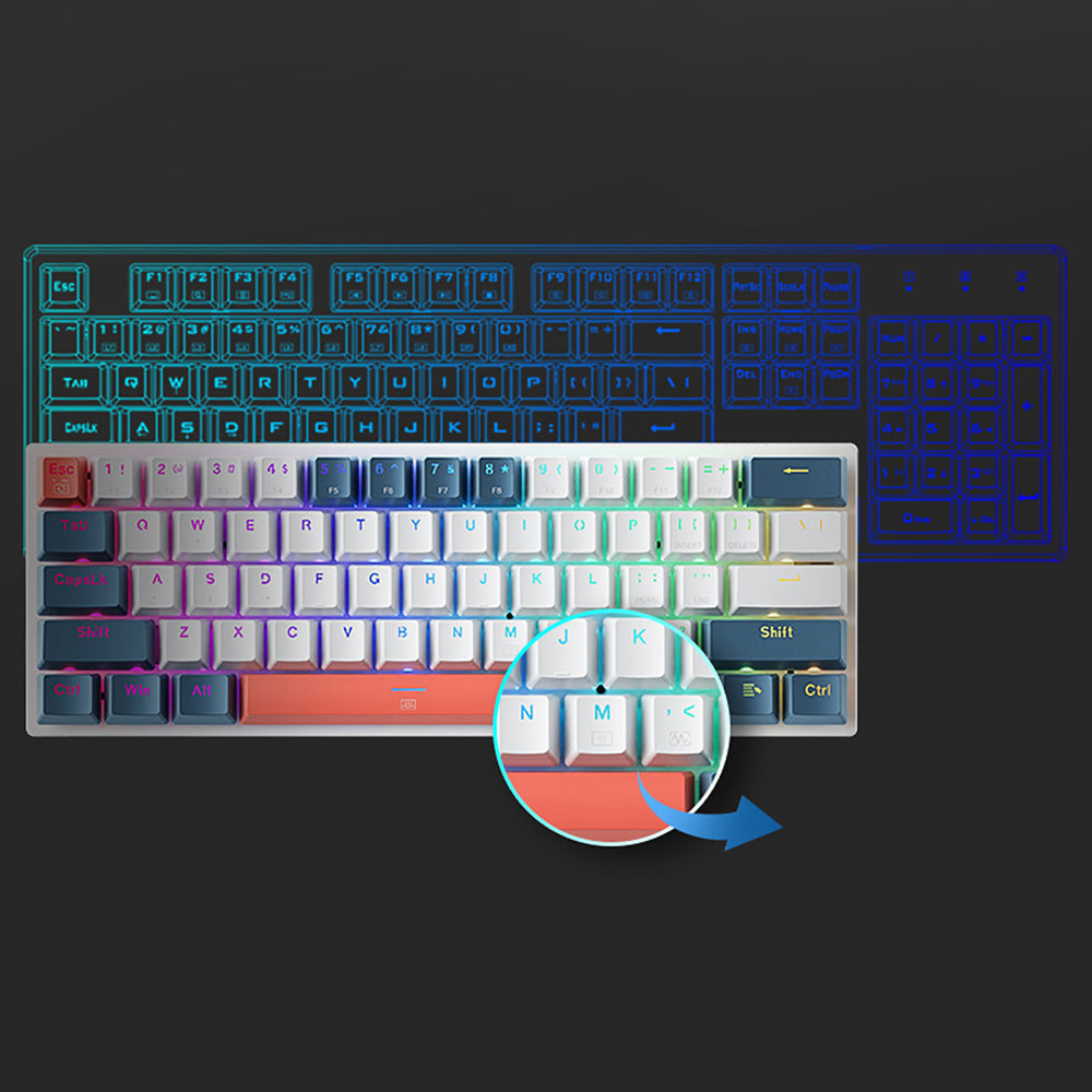 Machenike K500-B61 Wired Mechanical Gaming Keyboard with Backlight, Red Switch - White and Blue_7