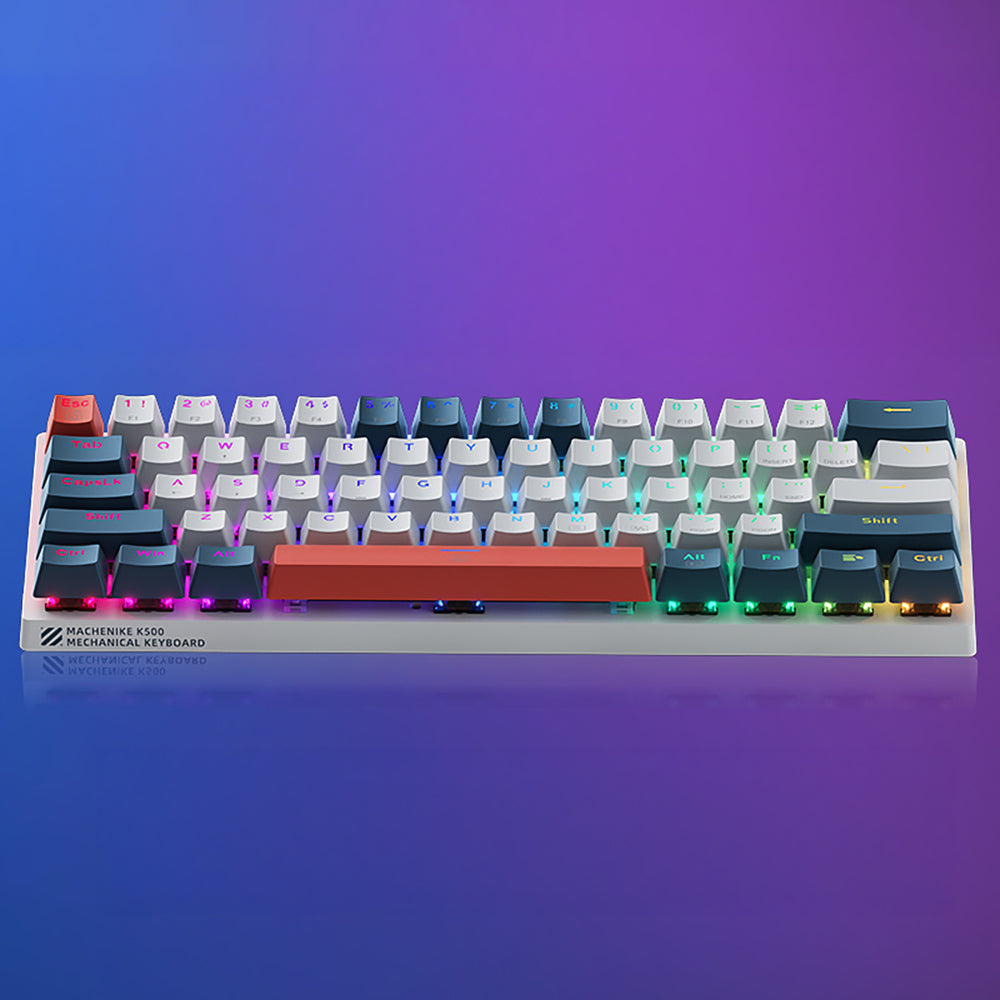 Machenike K500-B61 Wired Mechanical Gaming Keyboard with Backlight, Red Switch - White and Blue_8