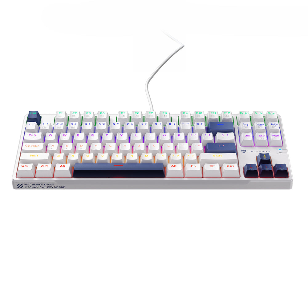 Machenike K500B-B87 Wired Mechanical Gaming Keyboard with Backlight, Red Switch - White_0