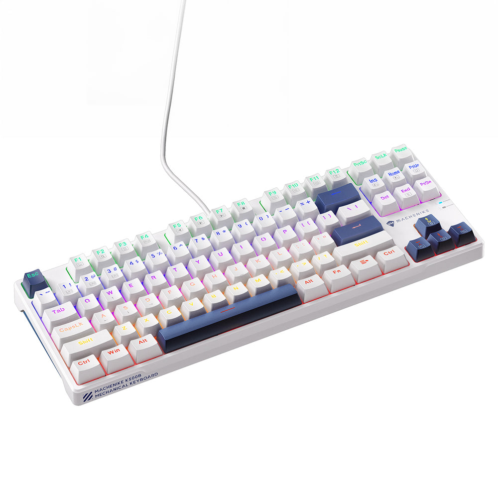 Machenike K500B-B87 Wired Mechanical Gaming Keyboard with Backlight, Red Switch - White_1