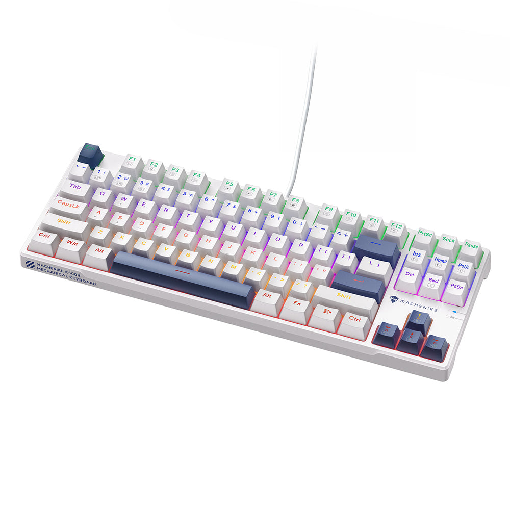 Machenike K500B-B87 Wired Mechanical Gaming Keyboard with Backlight, Red Switch - White_2