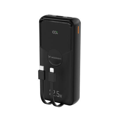 Wozinsky WFC-15B 20000mAh 22.5W PD20W Powerbank with Built-in Lightning and USB-C Cables - Black_0