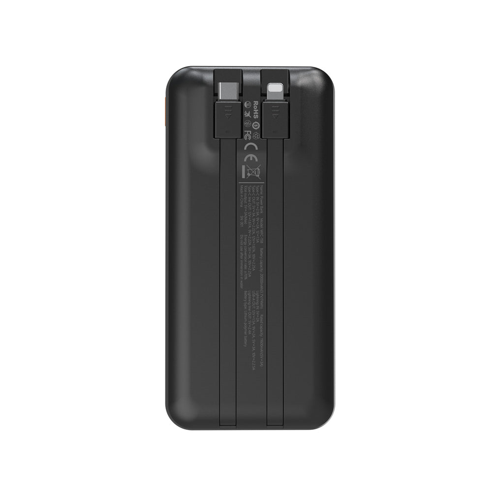 Wozinsky WFC-15B 20000mAh 22.5W PD20W Powerbank with Built-in Lightning and USB-C Cables - Black_3