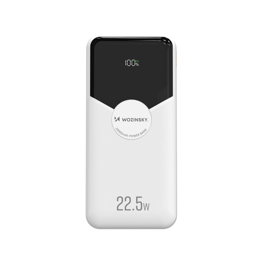 Wozinsky WFC-15W 20000mAh 22.5W PD20W Powerbank with Built-in Lightning and USB-C Cables - White_1