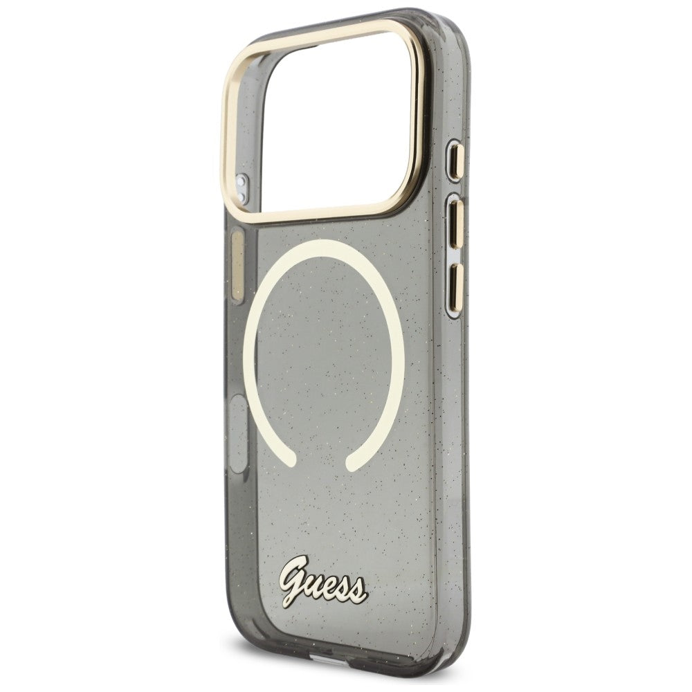 Guess IML Glitters Script Strap MagSafe Case for iPhone 17 Pro - Black_5