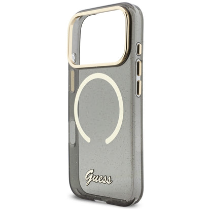 Guess IML Glitters Script Strap MagSafe Case for iPhone 17 Pro - Black_5