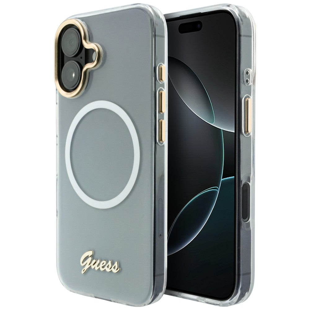 Guess IML Gradient Script Metal MagSafe Case for iPhone 17 - White_0